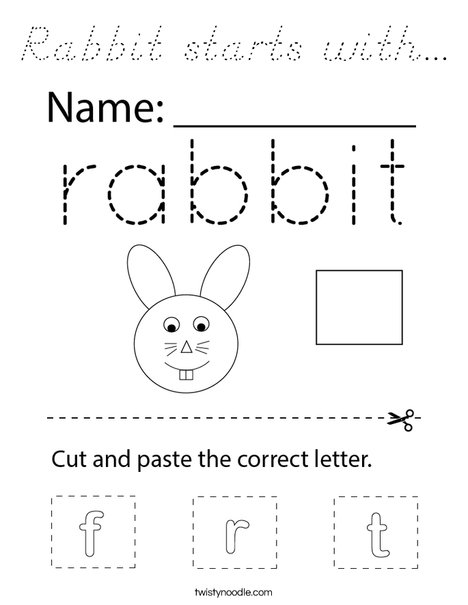 Rabbit starts with... Coloring Page