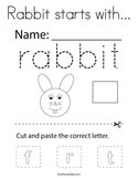 Rabbit starts with Coloring Page