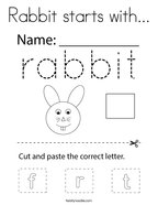 Rabbit starts with Coloring Page