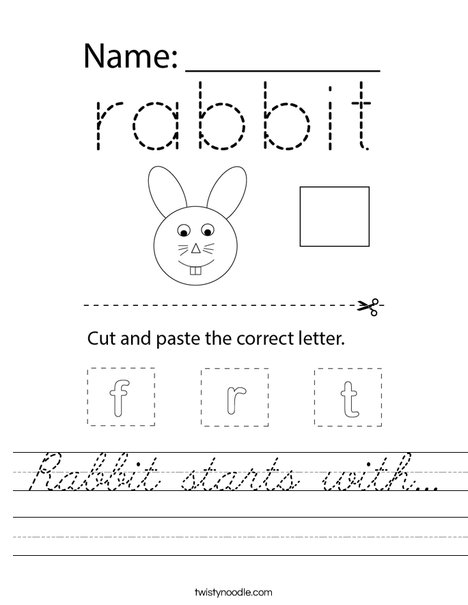 Rabbit starts with... Worksheet