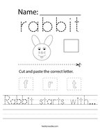 Rabbit starts with Handwriting Sheet