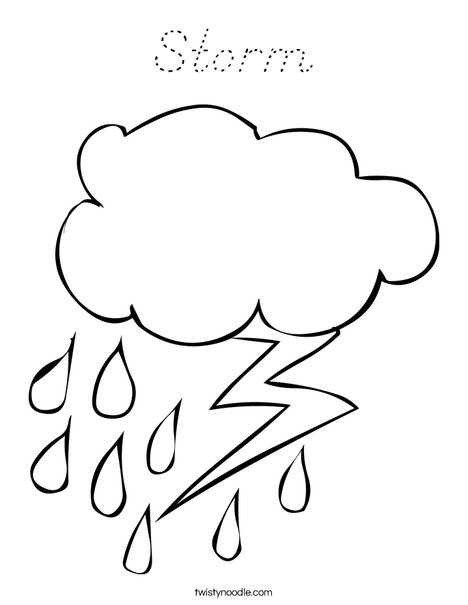Rain and Lightning Coloring Page