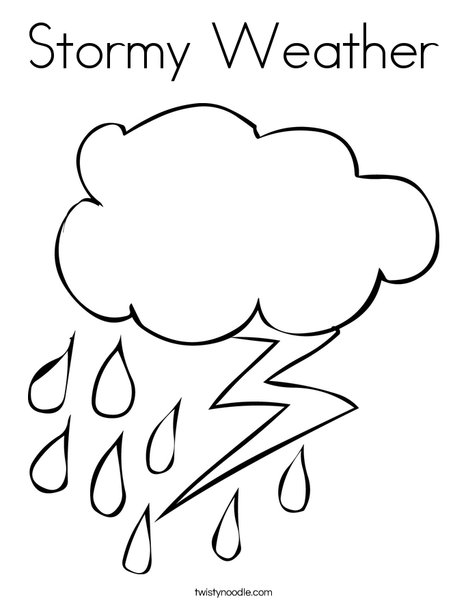 Rain and Lightning Coloring Page