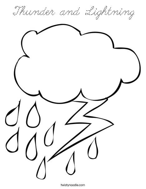 Rain and Lightning Coloring Page