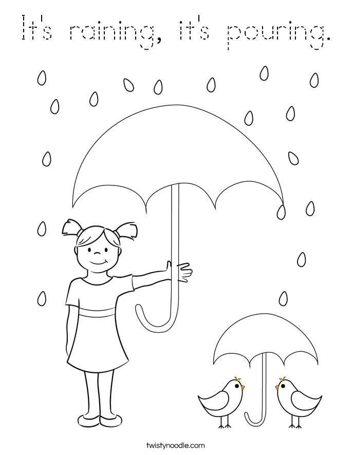 It's raining, it's pouring. Coloring Page