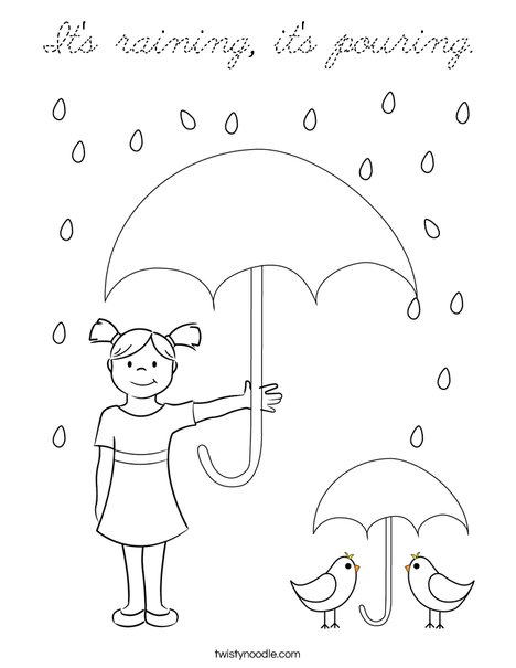 Peacock in the Rain Coloring Page