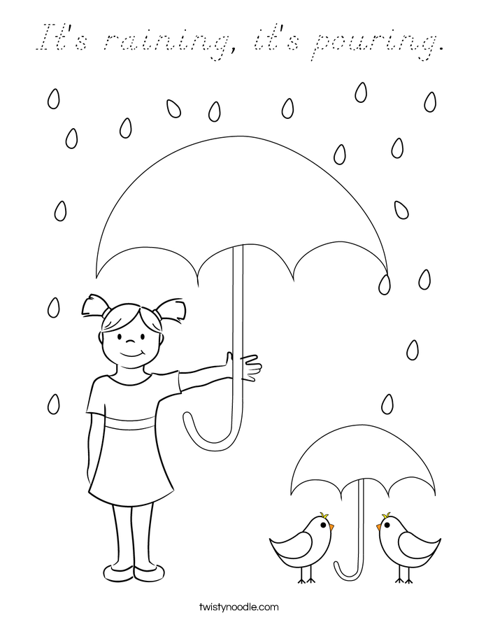 It's raining, it's pouring. Coloring Page