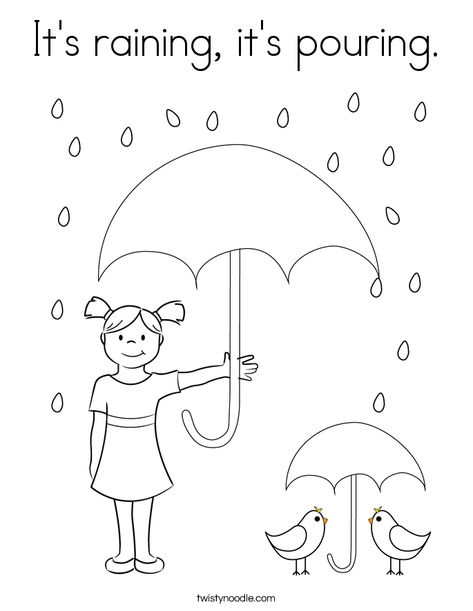 It's raining, it's pouring. Coloring Page