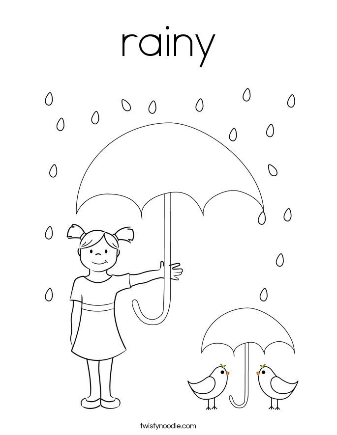 rainy Coloring Page - Twisty Noodle