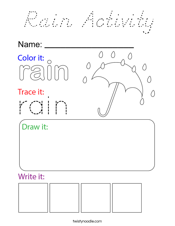 Rain Activity Coloring Page