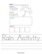 Rain Activity Handwriting Sheet