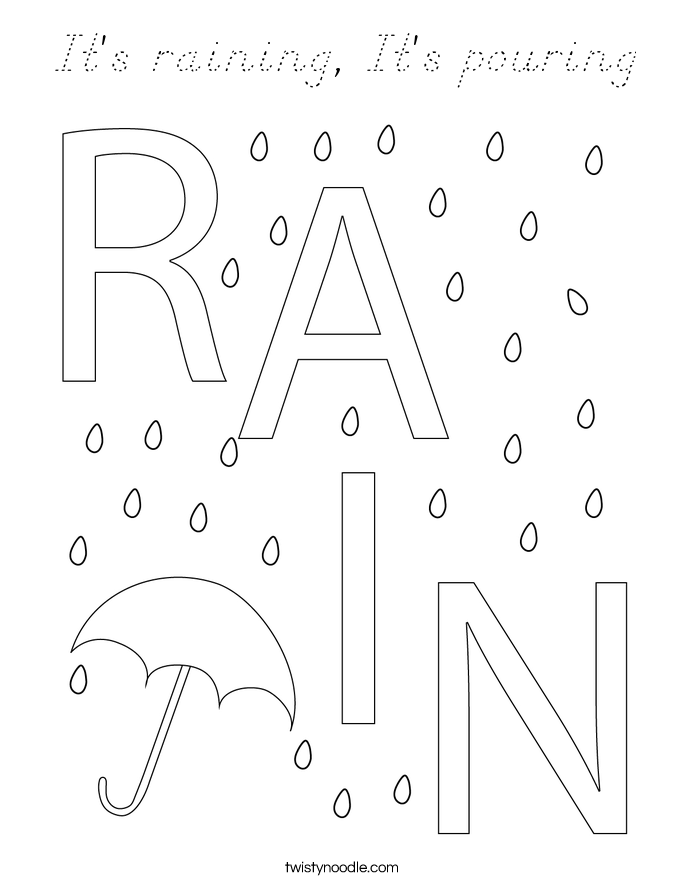 It's raining, It's pouring Coloring Page