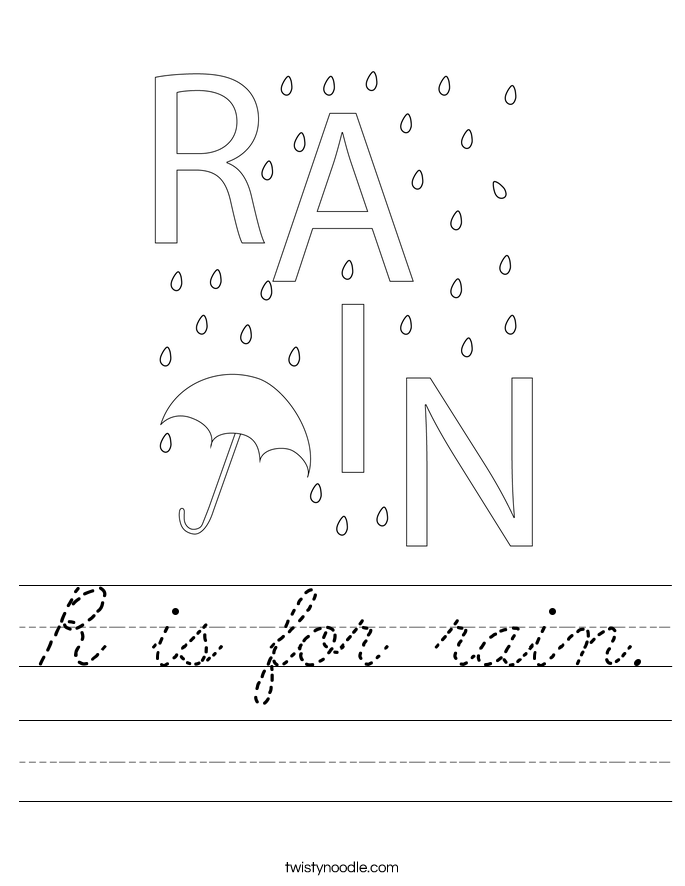 R is for rain. Worksheet