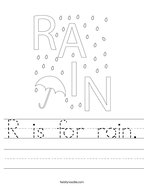 R is for rain Handwriting Sheet