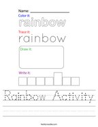 Rainbow Activity Handwriting Sheet