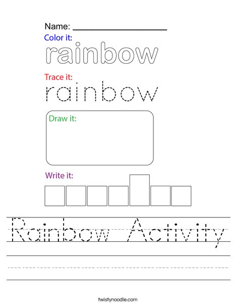 Rainbow Activity Worksheet Twisty Noodle Rainbow Activity Worksheet Twisty Noodle