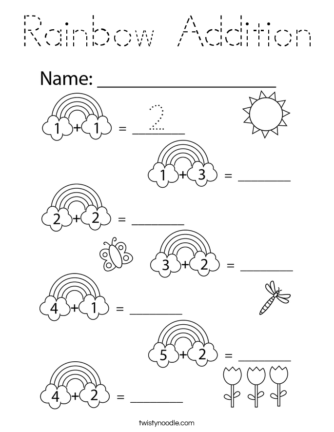 Rainbow Addition Coloring Page
