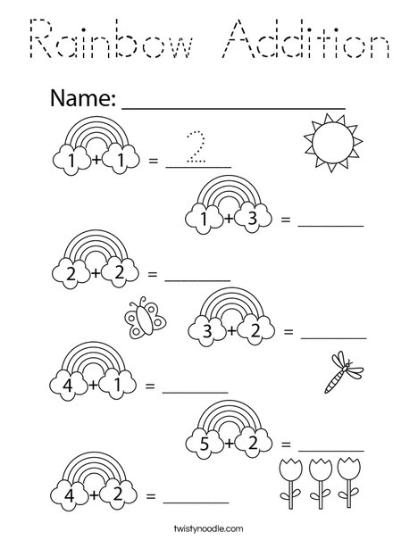 Rainbow Addition Coloring Page