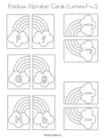 Rainbow Alphabet Cards (Letters F-J) Coloring Page