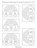 Rainbow Alphabet Cards (Letters K-O) Coloring Page