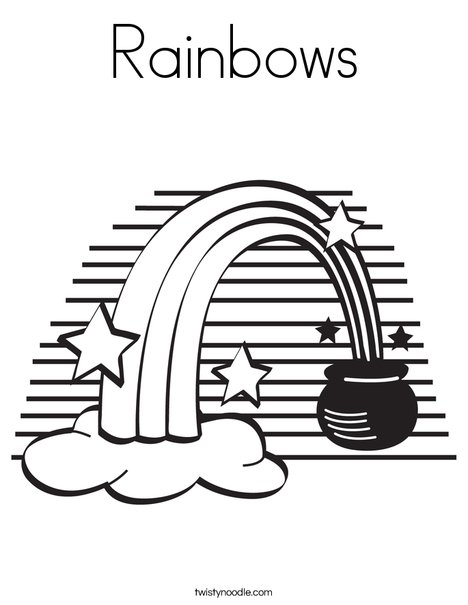 Rainbow and a Pot of Gold Coloring Page