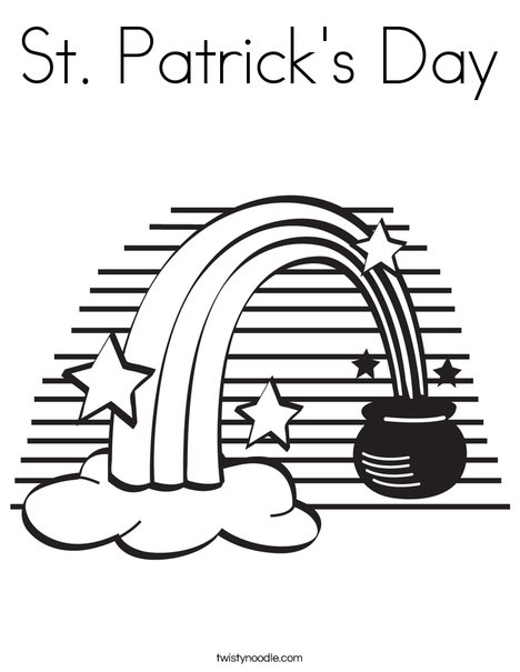 Rainbow And A Pot Of Gold Coloring Page