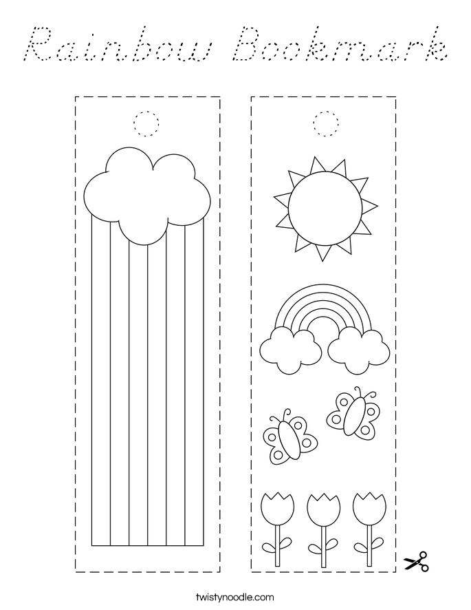 Rainbow Bookmark Coloring Page