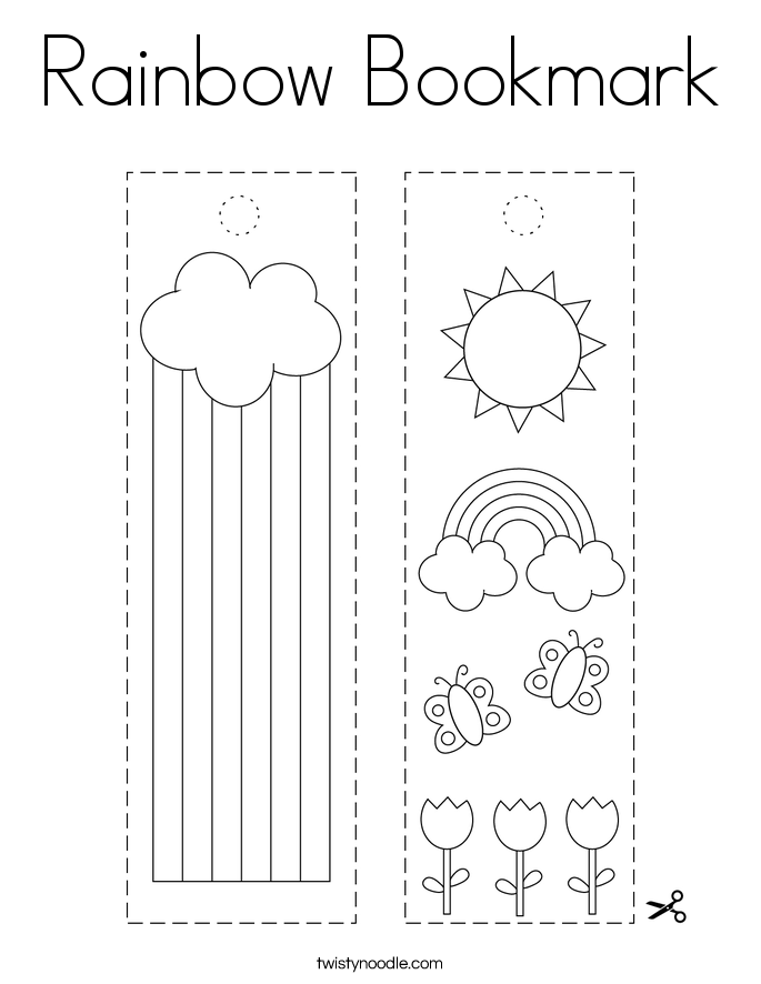 rainbow bookmark coloring page twisty noodle