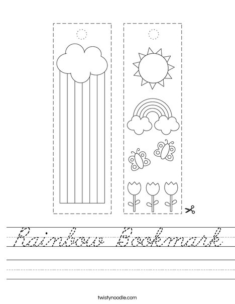 Rainbow Bookmark Worksheet