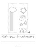 Rainbow Bookmark Worksheet
