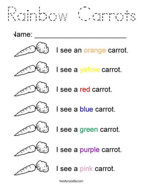 Rainbow Carrots Coloring Page