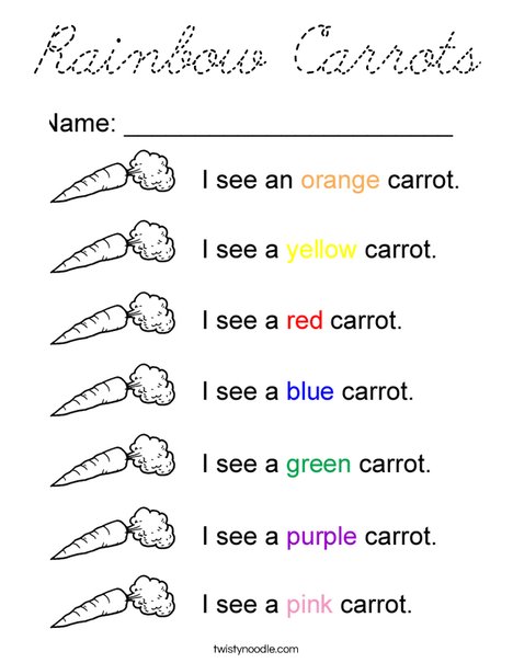 Rainbow Carrots Coloring Page