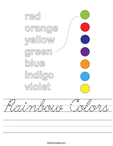 Rainbow Colors Worksheet