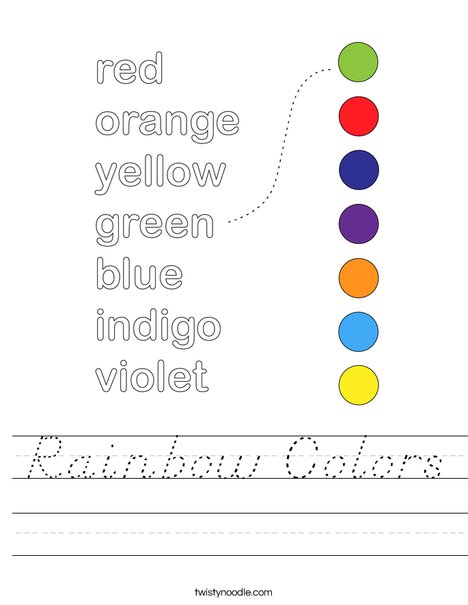 Rainbow Colors Worksheet
