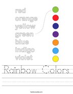 Rainbow Colors Handwriting Sheet