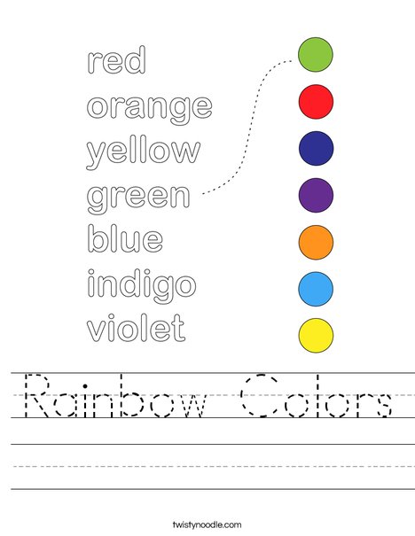 Rainbow Colors Worksheet