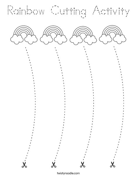 Rainbow Cutting Activity Coloring Page