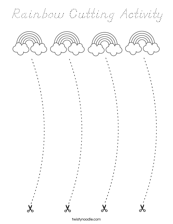Rainbow Cutting Activity Coloring Page