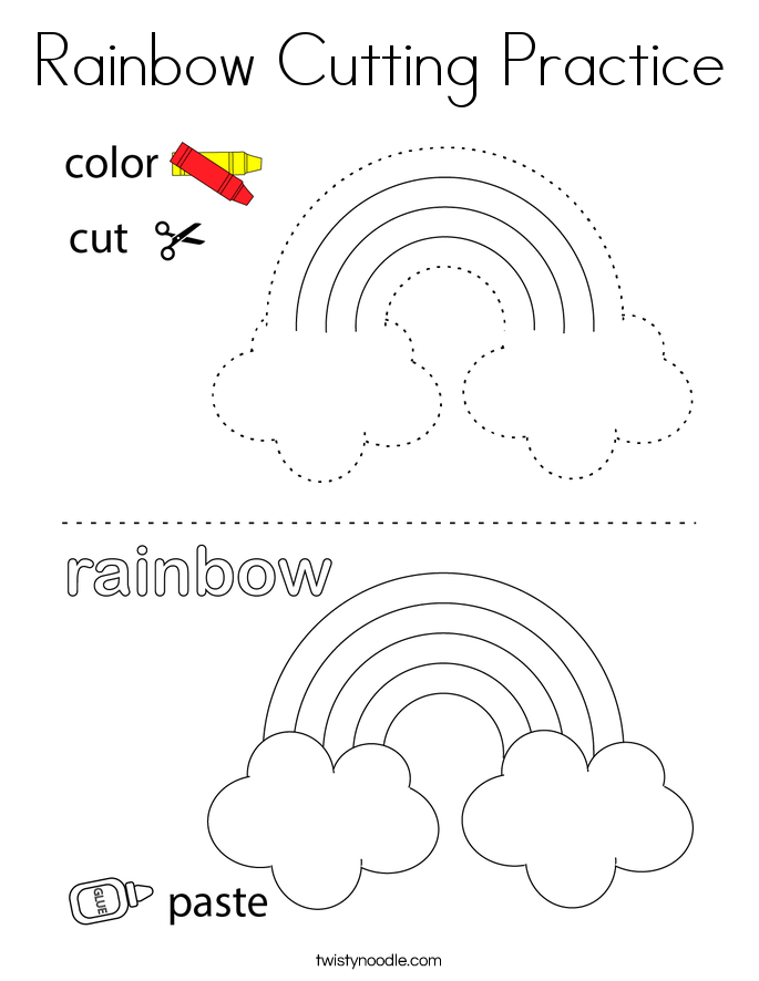 Rainbow Cutting Practice Coloring Page