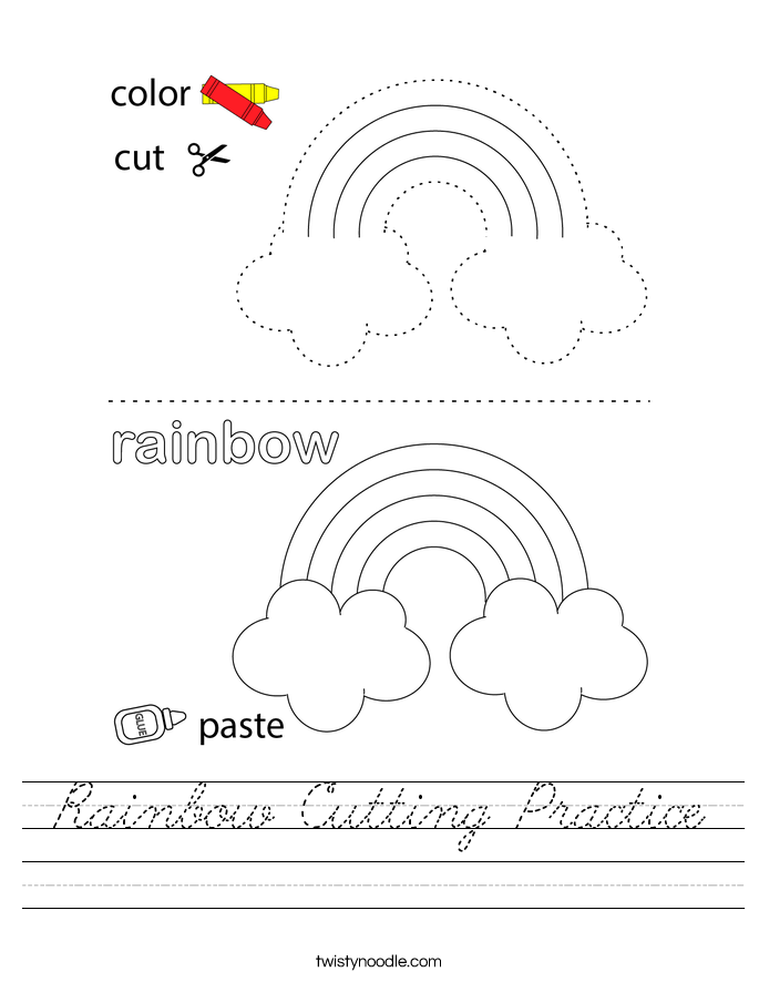 Rainbow Cutting Practice Worksheet