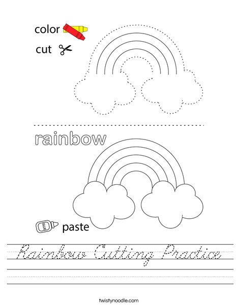 Rainbow Cutting Practice Worksheet