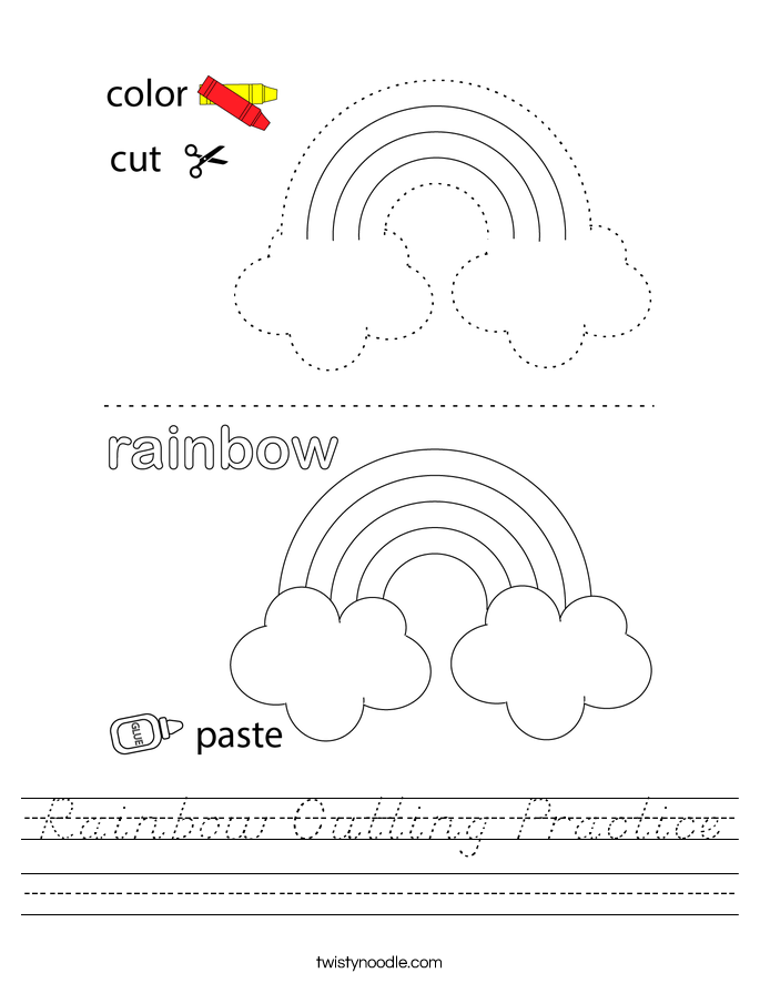 Rainbow Cutting Practice Worksheet