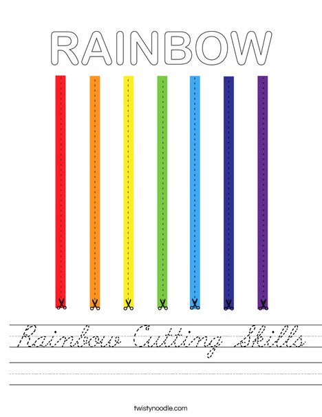 Rainbow Cutting Skills Worksheet