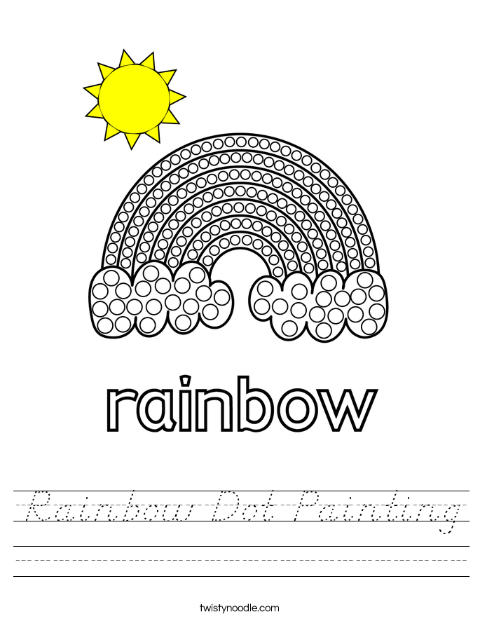 rainbow dot painting worksheet dnealian twisty noodle