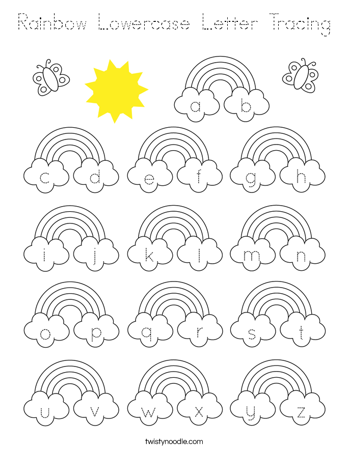 Rainbow Lowercase Letter Tracing Coloring Page