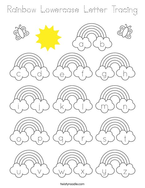 Rainbow Lowercase Letter Tracing Coloring Page