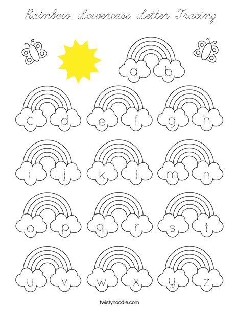 Rainbow Lowercase Letter Tracing Coloring Page