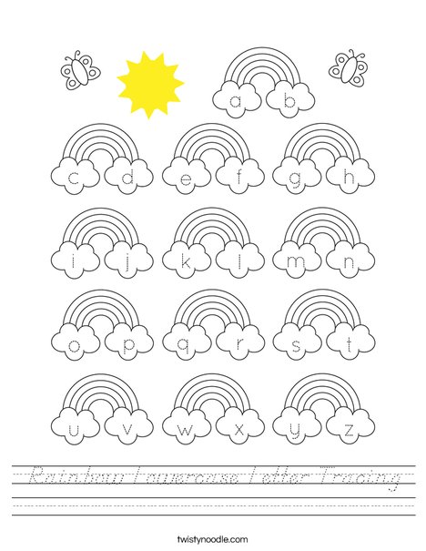 Rainbow Lowercase Letter Tracing Worksheet