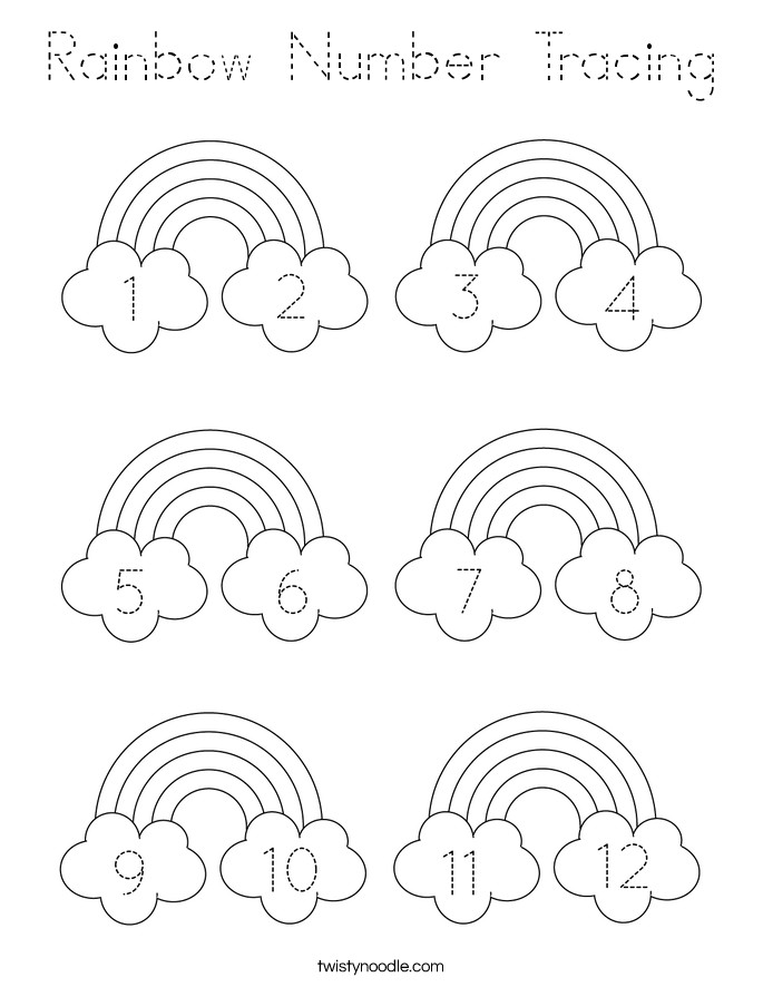 Rainbow Number Tracing Coloring Page