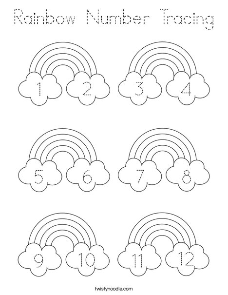 Rainbow Number Tracing Coloring Page